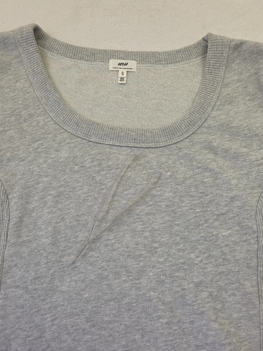 Aerie Puff Sleeve Cropped Top Womens XL Gray Knit Casual Short Sleeve - Picture 4 of 9